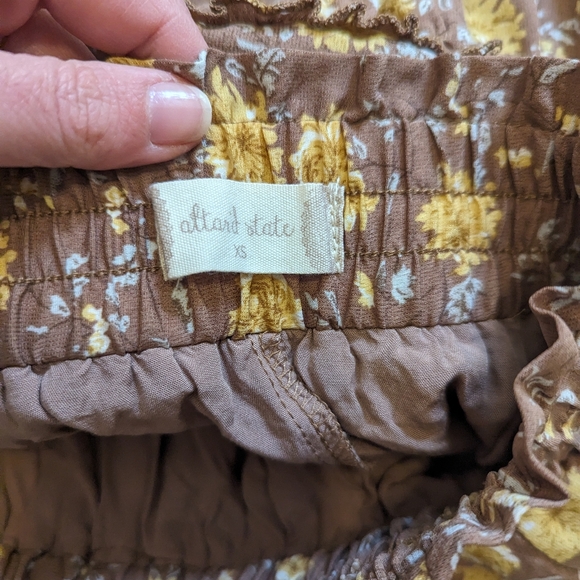 Altra'd State brown with yellow floral print skirt and crop top set size XS - Picture 6 of 8